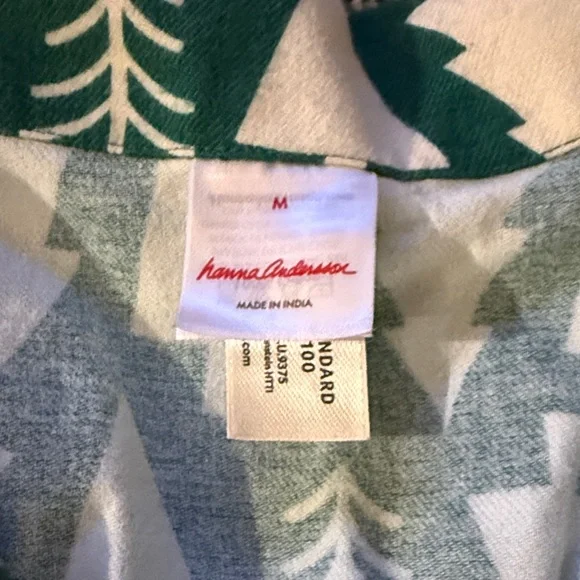 ⚡️Like-New⚡️Hanna Andersson Green and White Flannel Pajama Set - Picture 7 of 8